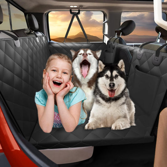 Back Seat Extender for Dogs Truck-Large Space, Dog Pet Seat Cover Back Seat Hard Bottom Holds 420Lb, Waterproof Dog Hammock for Crew Cab Trucks F150, RAM1500, Sierra, Tundra, Silverado, Black