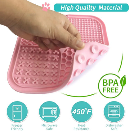 Dog Lick Mat with Suction Cups Slow Feeders Licking Pet Anxiety Relief Cat Training for Food, Yogurt, Peanut Butter