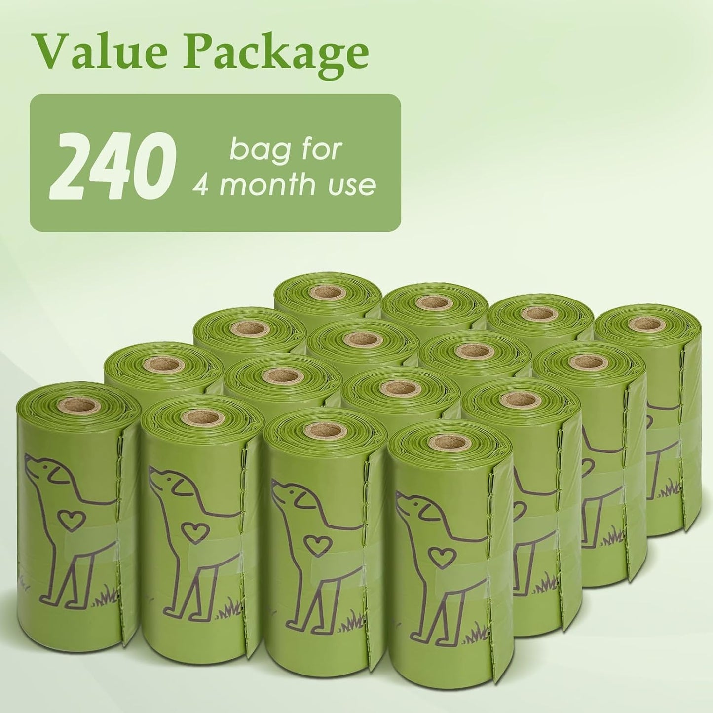 240 Count 13” X 9” Dog Poop Bags Rolls, Leakproof Strong & Sturdy Poop Bags for Dogs, Dog Bags for Poop, Doggie Cat Poop Bags Cats Litter, Waste Bags Poppy Trash Bags for Doggy Pets, Lavender Scented