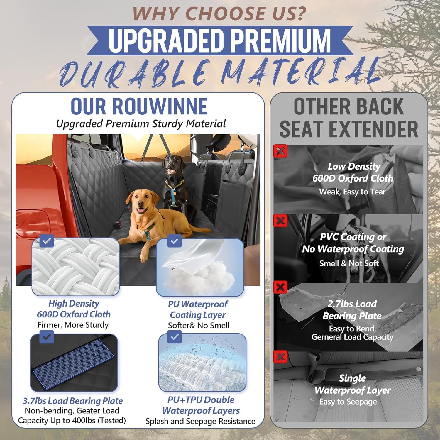 Back Seat Extender for Dogs Truck-Large Space, Dog Pet Seat Cover Back Seat Hard Bottom Holds 420Lb, Waterproof Dog Hammock for Crew Cab Trucks F150, RAM1500, Sierra, Tundra, Silverado, Black