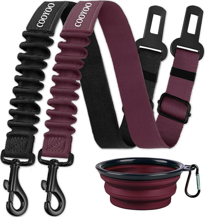 Dog Seat Belt,3 Piece Set Retractable Dog Car Adjustable Seatbelts for Vehicle Nylon Pet Safety Heavy Duty & Elastic & Durable Car Harness for Dogs